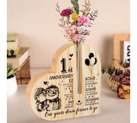 1st Anniversary Wedding Gifts for Wife/Girlfriend/Couples/Her - Wooden Flower Decoration, One Year, First Wedding Anniversary Presents for Boyfriends, Husband, Him