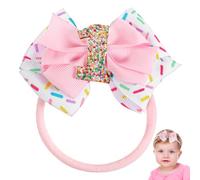 1st birthday Baby Girl Bow Headband Pink Sprinkle Decorations 1st Baby Girls Hair Bow Elastic Baby Bow Headband for 1st First Birthday Party Decorations Photo Props