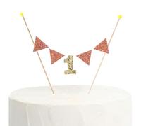 1st Birthday Cake Topper with Gold Glitter Number 1 and Colorful Bunting Banner, 11 Inch, Suitable for 6-10 Inch Cakes