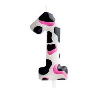 1st Birthday Candle Cow Number 1 Candle Cow Cake Decoration Birthday Party Supplies Holy Cow Birthday Happy Pink White Cow Themed Cake Topper Candle for Kids Boy Girl Party Decor Supplies