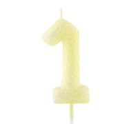 1st Birthday Candle Gold Yellow Glitter Number 1 Candles Luminous Cake Topper Decorations Happy Birthday Candle for Girls Boy Women Anniversary Celebrations Party Supplies