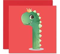 1st Birthday Card Boy - Dino Numbers - Happy Birthday Card 1 Year Old Boy Girl, Boys Cards for Him Her, 145mm Greeting for Son Daughter Niece Nephew Grandson Kid Children