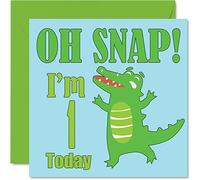 1st Birthday Card Boy, Oh Snap Crocodile