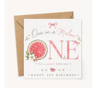 1st Birthday Card for Girl with Envelope, Berry Special Little Girl First Birthday Card, Cute One Birthday Card for Daughter, Granddaughter, Niece or Baby Girl (Melon)
