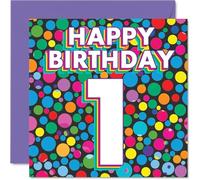 1st Birthday Cards for Boys Girls - Funky Rainbow Dots - Happy Birthday Card for 1 Year Old Boy Girl Brother Sister Granddaughter Niece, 145mm Bday Greeting Cards