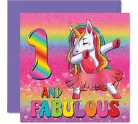 1st Birthday Cards for Girls - Fabulous Unicorn - Happy Birthday Card for 1 Year Old Girl Goddaughter Sister Step Daughter Granddaughter, 145mm Bday Greeting Cards