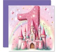 1st Birthday Cards for Girls - Fairy Princess Castle - Happy Birthday Card for 1 Year Old Girl Goddaughter Sister Step Daughter Granddaughter, 145mm Bday Greeting Cards