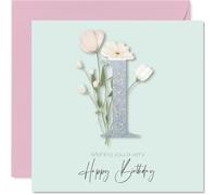 1st Birthday Cards for Girls - Fancy Floral Flowers - Happy Birthday Card for 1 Year Old Girl Step Daughter Cousin Niece Daughter, 145mm Bday Greeting Cards