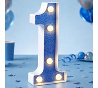 1st Birthday Decorations LED Light Up Numbers for Boys, Blue 1 Sign Marquee Number Lights for Birthday Party Backdrop Anniversary Home Decor