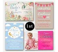 1st Birthday Invitations & Envelopes (Personalised) Various designs.(Click Customize now for prices)
