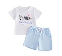 1st Birthday Outfit Boys Cake Smash Outfit 2nd Birthday Boy 3rd 4th Outfits i am Two i am One Year Old Clothes 2-3 Years Baby Boy 3-4 Years Clothes Animal T-Shirt 2Pcs Shorts (White, 18-24 Months)