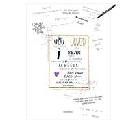 1st Birthday Party Guest Book Poster - Table Centerpiece Decoration Banner for Women or Men Turning 1 years old - Sweet Guest Book Alternative - Size A3 Art Anniversary Keepsake Sign for Wishes