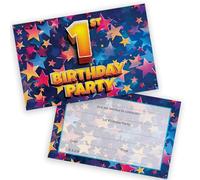 1st Birthday Party Invitations Kids - Celebration Stars 20 Pack - Childrens Birthday Invitations for Boys/Girls A6 Bday Party Invites Invitation Cards with Folding Envelopes