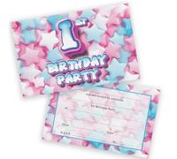 1st Birthday Party Invitations Kids - Sweet Marshmallow 20 Pack - Childrens Birthday Invitations for Boys/Girls A6 Bday Party Invites Invitation Cards with Folding Envelopes