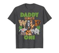1st Birthday Zoo Safari Jungle Daddy of The Wild One B-Day T-Shirt, Men, Dark Heather Grey, Medium