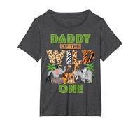 1st Birthday Zoo Safari Jungle Daddy of The Wild One B-Day T-Shirt, Women's Plus, Dark Heather Grey, 3X