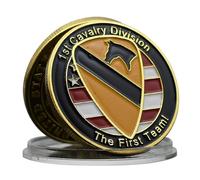 1st Cavalry Division Challenge Coin - U.S. Army Coin with Transparent Case, Military Gift for Veterans, Courage & Honor Symbol