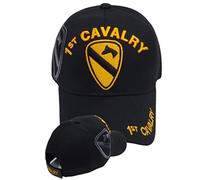 1st Cavalry Side Emblem Shadow, 1st Cavalry in Gold Letters on Bill, Baseball Cap, Black