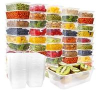 1st Choice - 50 X 650ml Plastic Containers with Lids, 50 Pack Food Storage Containers with Lids, Microwave, Freezer & Dishwasher Safe - Ideal for Meal prep & Takeaway Clear Food Container