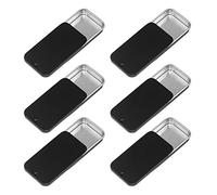 1st Choice Empty Slide Top Tin Containers for Lip Balm, Crafts, Storage Kit - .25oz, 6 Pack (Rectangle, Black)