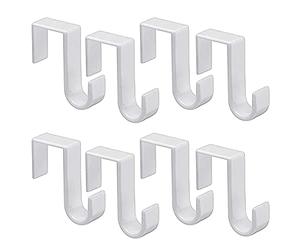 1st Choice Over The Door Hooks 8 Pack, Reversible Sturdy Hooks Fits 1 3/8' and 1 3/4' Door Widths, Plastic Hook Hanger for Hanging Clothes, Towels, White