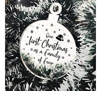 1st Christmas As A Family Of Four Engraved Tree Decoration Babys 1st Xmas Gift
