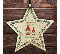 1st Christmas As Big Sister Bauble Star Personalised Baby's 1st Family Keepsake