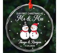 1St Christmas As Mr & Mrs Memorial With Ribbon Crimbo Ornaments Glass Keepsake