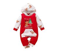 1St Christmas Baby Outfits,Baby Outfit 6-9 Months Bear Fleece Hooded Jumpsuit Heart Romper Rompers For Babies Pink Hat Children'S Costumes Little Sister Clothes (Red #1,3-6 Months)