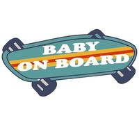 1st-Class-Designs Baby On Board Skateboard Sticker/Decal 6 x 3 Inches Any Colour Made In Yorkshire