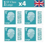 1st Class Large Letter Stamps (4 Pack) - Genuine Barcoded Self-Adhesive UK Postage - Official 1st Class Large Postage Stamps (Total 4) | UK BEST SELLERS