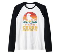 1st Day of Kindergarten I'm Ready to Crush Dinosaur Boys Tee Raglan Baseball Tee