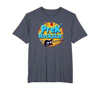 1st Day of Preschool PreK Rockstar Fun School Start T-Shirt, Men's Big and Tall, Heather Blue, 6X Tall