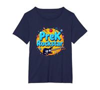 1st Day of Preschool PreK Rockstar Fun School Start T-Shirt, Women's Plus, Navy, 6X