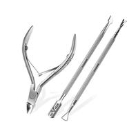 1st Deer Cuticle Cutter, 3 pcs Cuticle Nipper Pusher and Fork, Stainless Steel Nail Cuticle Scissors Clippers and Scraper, Professional Manicure Pedicure Tool for Nail Art, Spa