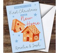 1st First Xmas In New Home Gingerbread House Custom Personalised Christmas Card - Special Relative Personalised Christmas Card, Adult Christmas Card