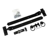 1st Fix South Black 450mm (18") Adjustable Hook and Band Gate Hinge Set for A Single Gate/Door