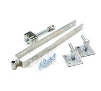 1st Fix South Galvanized 300mm (12") Double Strap Field Gate Hinge Set with Adjustable Bottom Hinge On 4X4 Plates