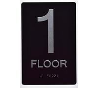 1ST FLOOR ALUMINIUM BLACK SILVER FLOOR NUMBER SIGN SIZE 6" X 9" THE SENSATION LINE