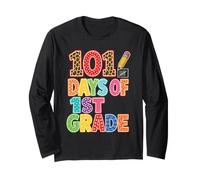 1st Grade 101 Days of School Leopard Print Girls Long Sleeve T-Shirt