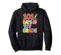 1st Grade 101 Days Of School Leopard Print Girls Pullover Hoodie