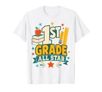 1st Grade Back to School First Grader Classroom Star Value Graphic T-Shirt, Men, White, M