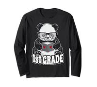 1st Grade Back to School Panda Book Reader Teacher Heart Long Sleeve T-Shirt