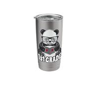 1st Grade Back to School Panda Book Reader Teacher Heart Stainless Steel Insulated Tumbler