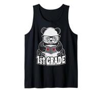 1st Grade Back to School Panda Book Reader Teacher Heart Tank Top