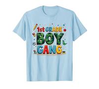 1st Grade Boy Gang: Playful School Adventure Squad T-Shirt, Men, Baby Blue, S