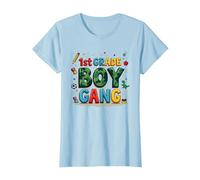 1st Grade Boy Gang: Playful School Adventure Squad T-Shirt, Women, Baby Blue, S