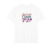 1st Grade Diva: Sassy School Starter Celebration T-Shirt, Men's Big and Tall, White, 6X Tall