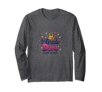 1st Grade Diva Sparkle and Shine Crown Stars Long Sleeve T-Shirt, Adult Unisex, Dark Heather Grey, XL