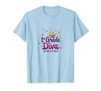 1st Grade Diva Sparkle and Shine Crown Stars T-Shirt, Men, Baby Blue, XL